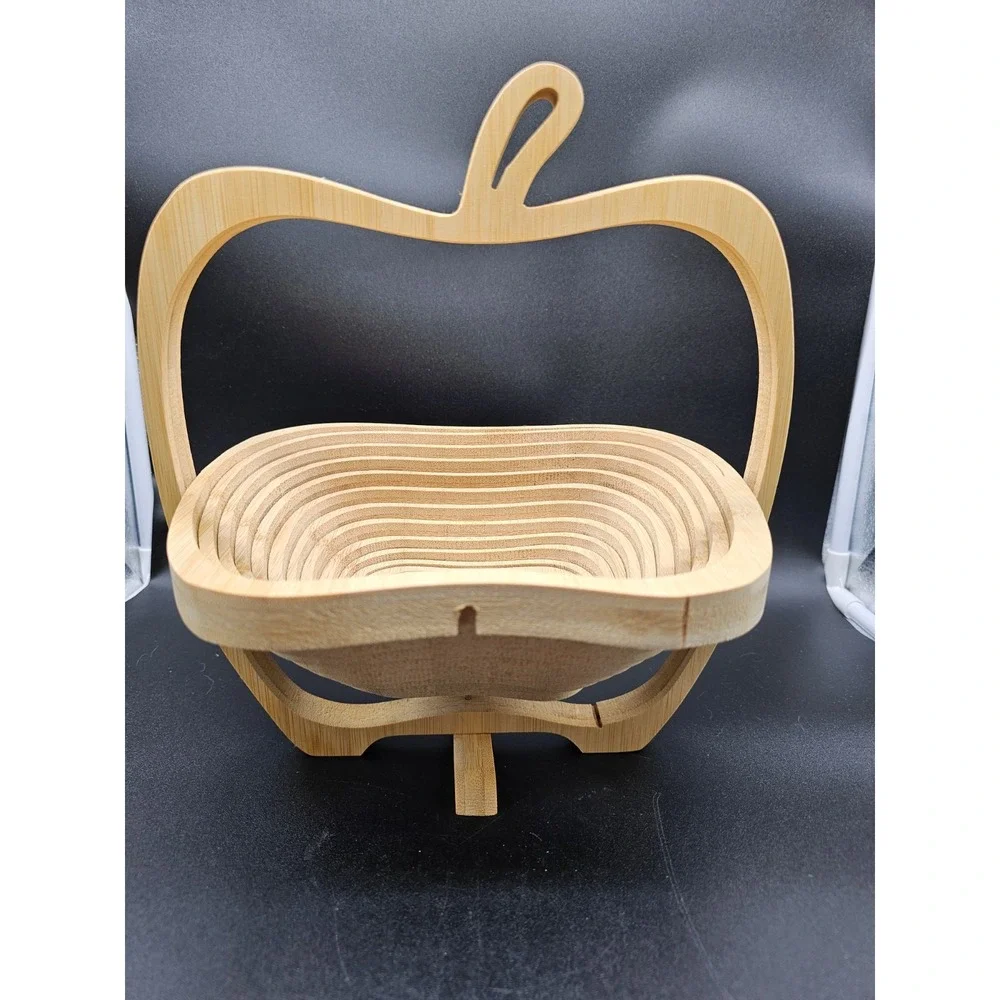 Bonnie & Pop Collapsible Wooden Apple Shaped Bowl‎ Handmade